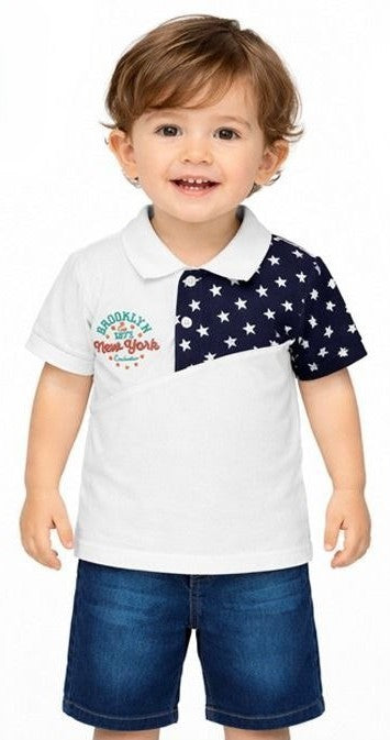 Toddler Boy Polo Shirt and Denim Shorts Set