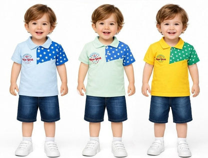 Toddler Boy Polo Shirt and Denim Shorts Set