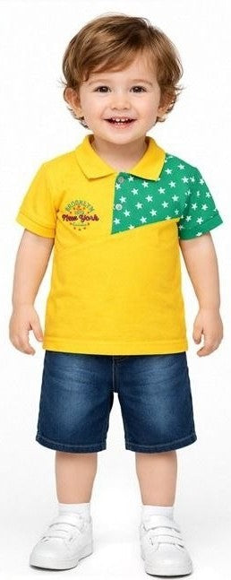 Toddler Boy Polo Shirt and Denim Shorts Set