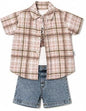 Toddler Boy Plaid Shirt and Denim Short Set
