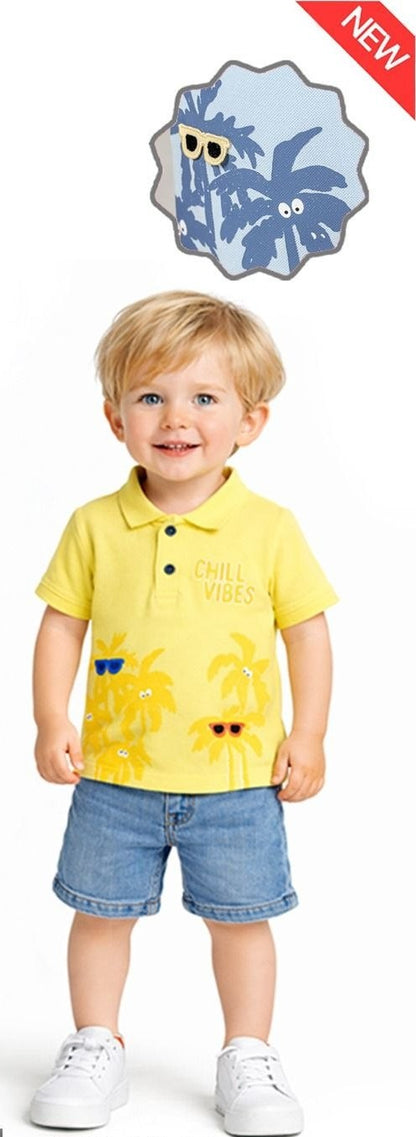 Toddler Boy Polo Shirt and Denim Shorts Set