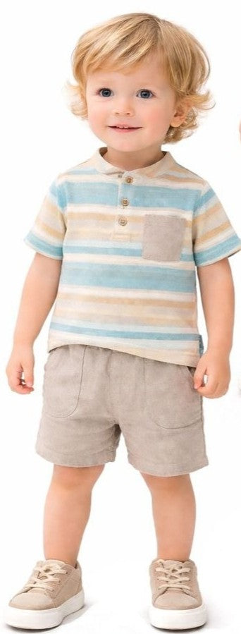 Toddler Boy Striped Shirt and Shorts Set