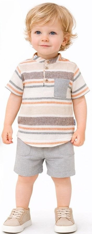 Toddler Boy Striped Shirt and Shorts Set