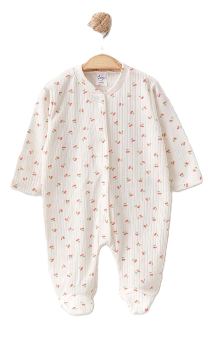 Ribbed Footed Baby Sleepsuit With Pattern ~ 4 units
