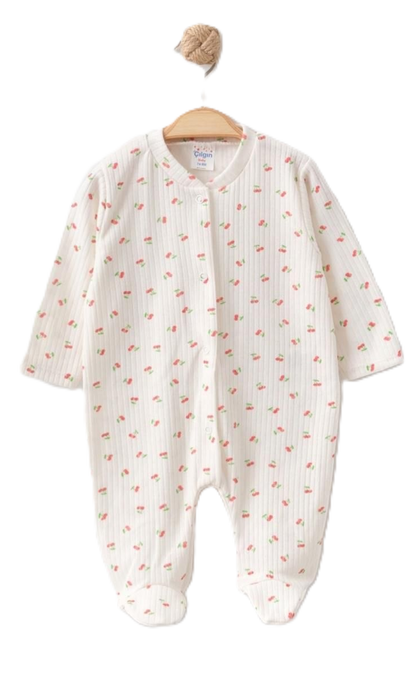 Ribbed Footed Baby Sleepsuit With Pattern ~ 4 units