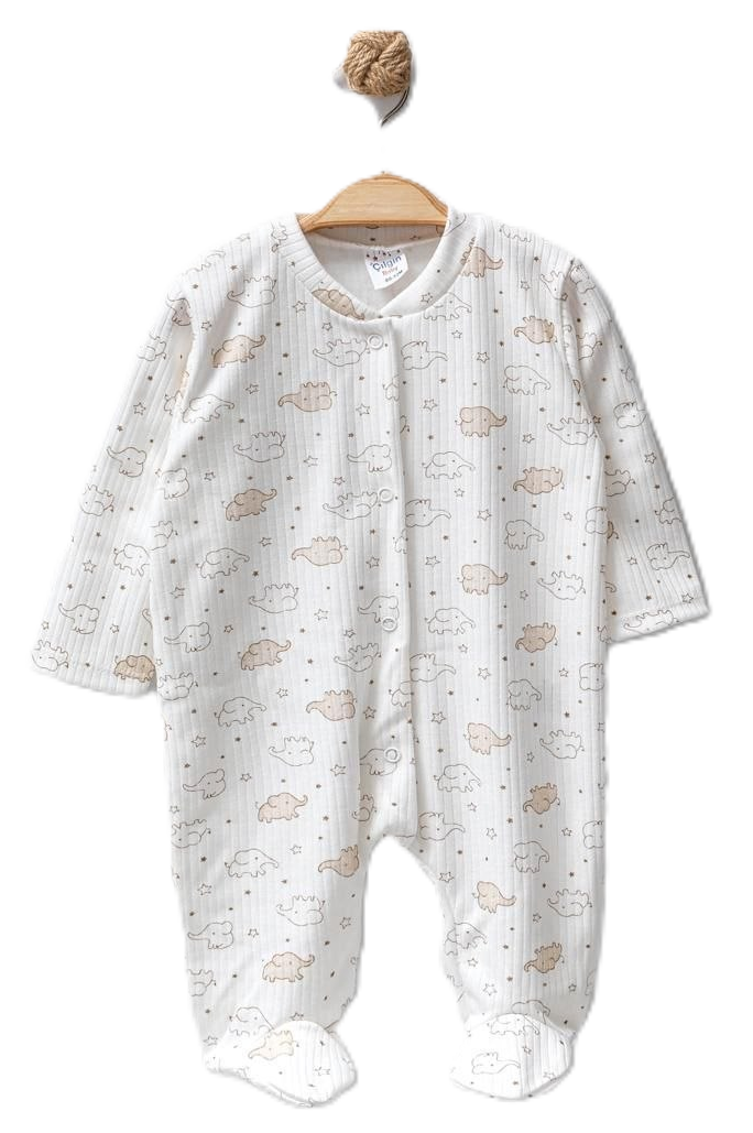 Ribbed Footed Baby Sleepsuit With Pattern ~ 4 units