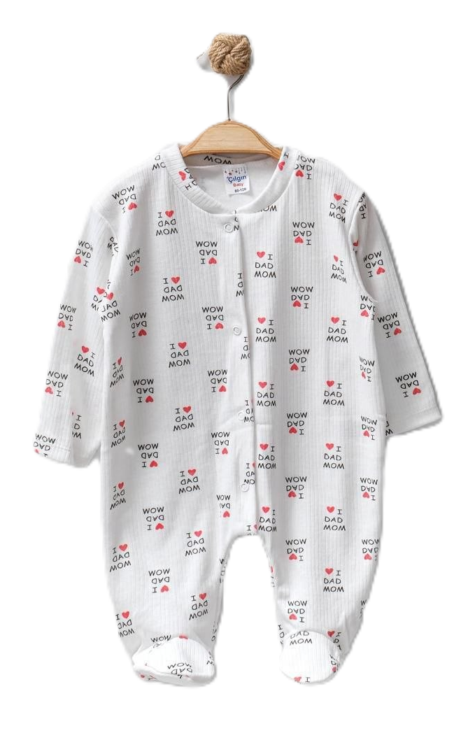 Ribbed Footed Baby Sleepsuit With Pattern ~ 4 units
