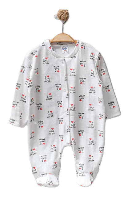 Ribbed Footed Baby Sleepsuit With Pattern ~ 4 units