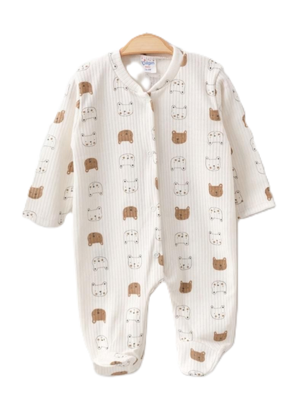 Ribbed Footed Baby Sleepsuit With Pattern ~ 4 units