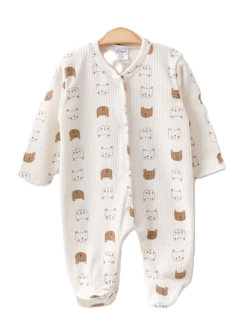 Ribbed Footed Baby Sleepsuit With Pattern ~ 4 units