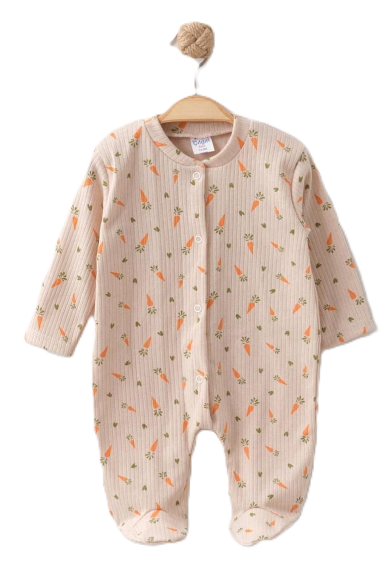 Ribbed Footed Baby Sleepsuit With Pattern ~ 4 units