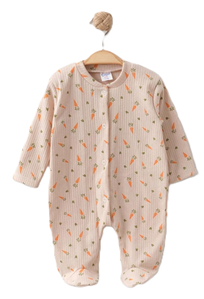 Ribbed Footed Baby Sleepsuit With Pattern ~ 4 units