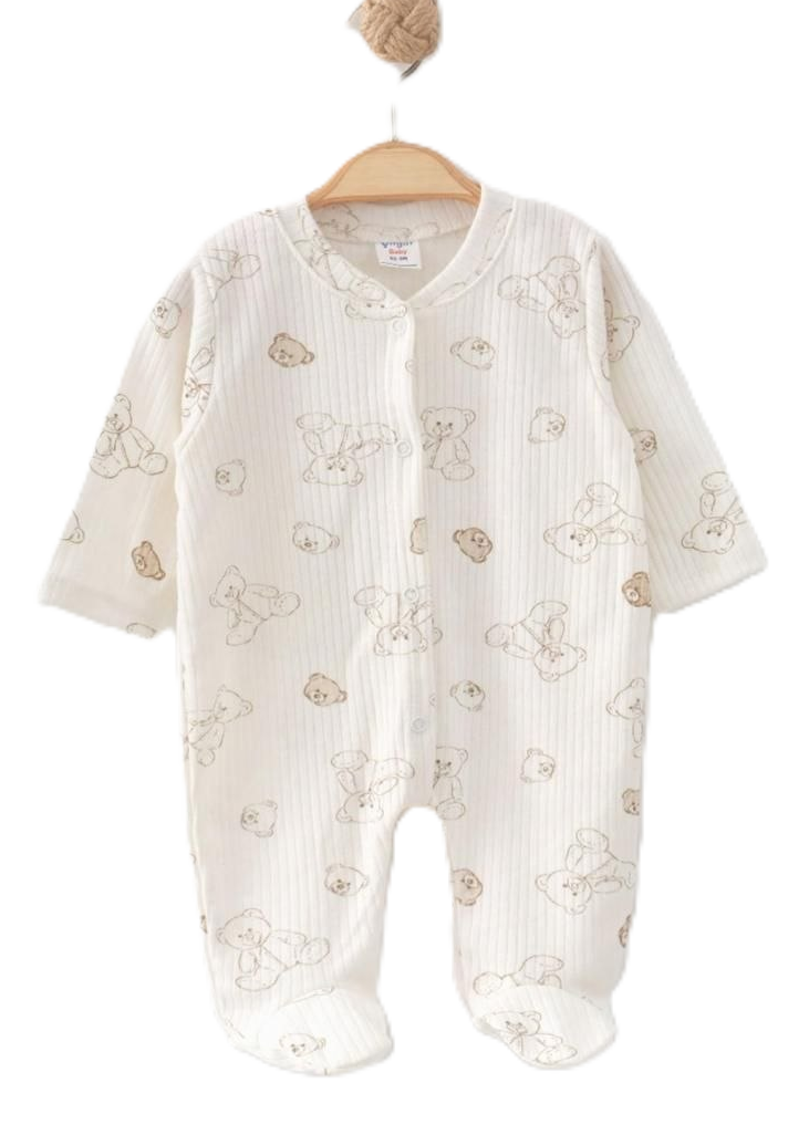 Ribbed Footed Baby Sleepsuit With Pattern ~ 4 units