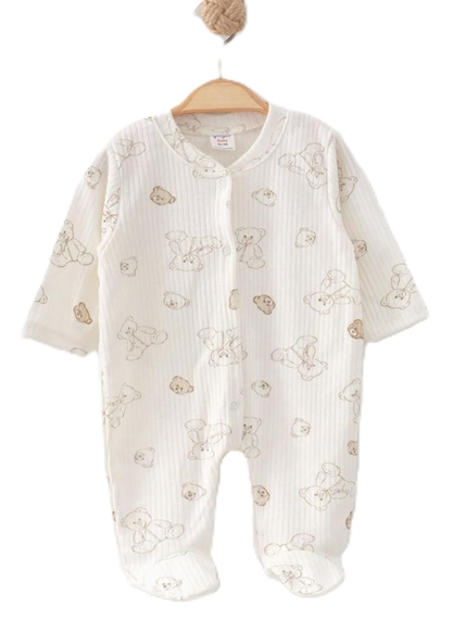 Ribbed Footed Baby Sleepsuit With Pattern ~ 4 units