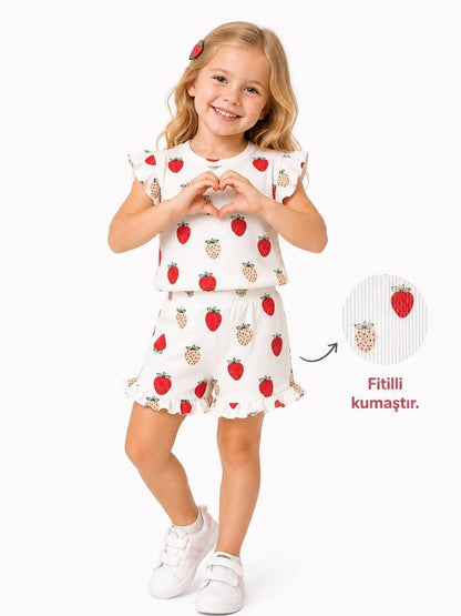 Girls' Ruffled Sleeve Top and Shorts Set