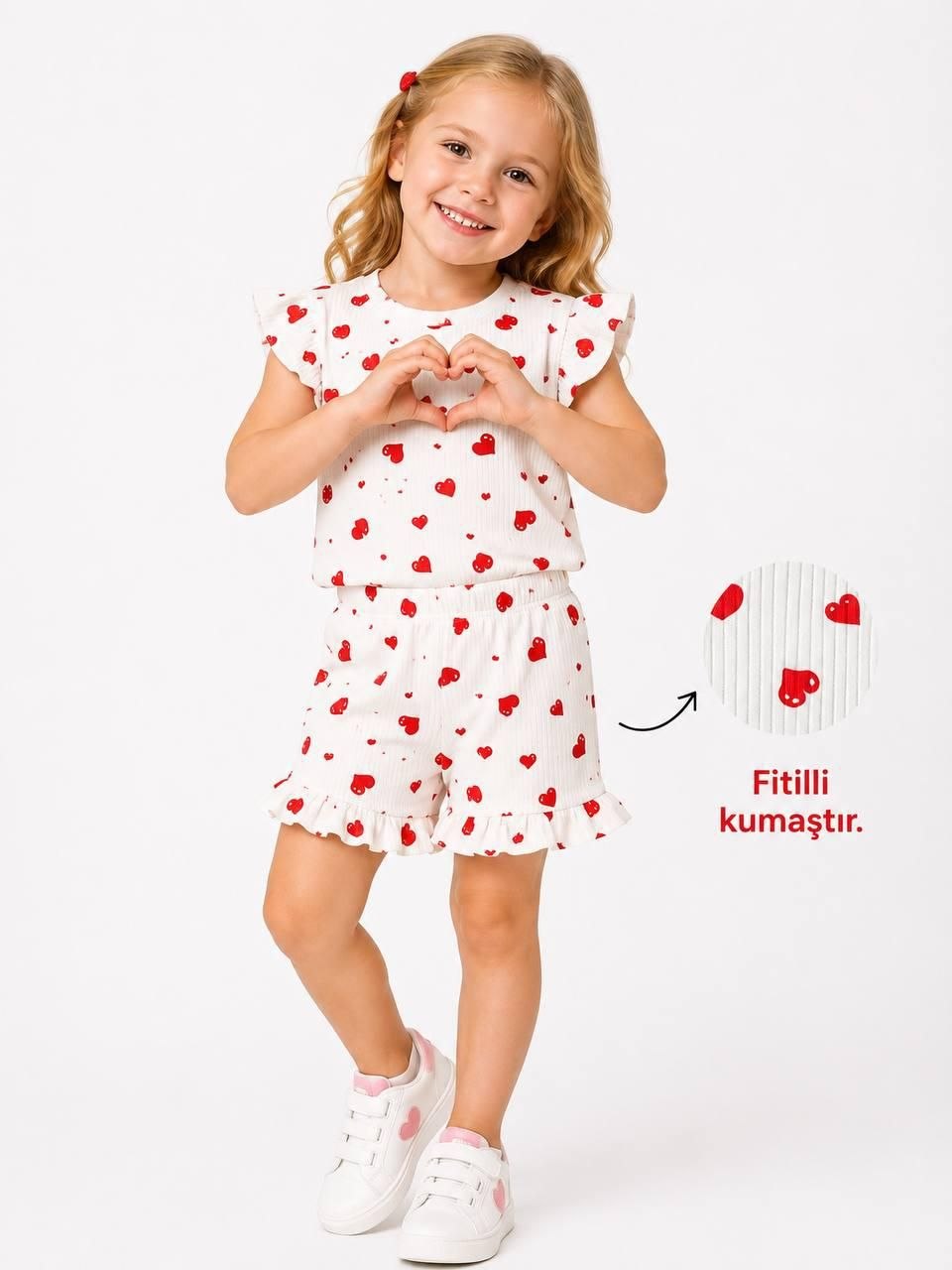 Girls' Ruffled Sleeve Top and Shorts Set
