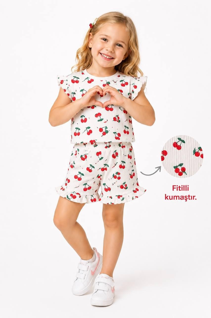 Girls' Ruffled Sleeve Top and Shorts Set