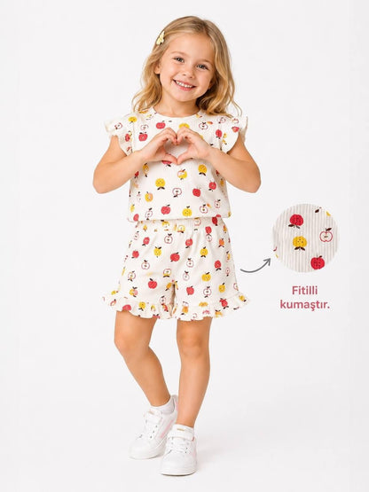 Girls' Ruffled Sleeve Top and Shorts Set