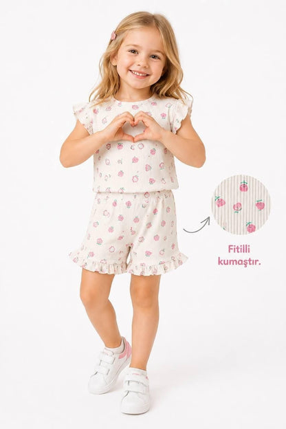 Girls' Ruffled Sleeve Top and Shorts Set