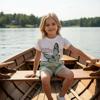 Girls Butterfly Graphic T-Shirt And Shorts Set