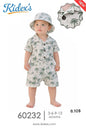 Baby boy wearing The Nile Luxuries tropical palm tree print romper and matching bucket hat in off-white and green.