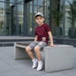 The Nile Luxuries burgundy cotton blend t-shirt and grey shorts set with checkered patch detail for boys.