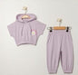 The Nile Luxuries lavender cotton blend children's casual hoodie and pants set with daisy graphic and "Spread Kindness" message.