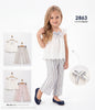 The Nile Luxuries girls white eyelet lace sleeveless top with flutter sleeves and striped wide-leg trousers set.