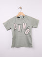The Nile Luxuries light green cotton t-shirt for kids with abstract graphic print and stylized lettering.