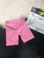 The Nile Luxuries children's rose pink cotton blend bike shorts with elastic waistband.
