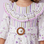 The Nile Luxuries Girls Ruffled Floral Print Belted Dress with flared sleeves and striped bodice.