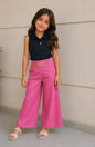 The Nile Luxuries girls fuchsia wide-leg palazzo pants with chain detail waistband