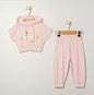 The Nile Luxuries toddler girls pink cotton blend hoodie and joggers set with "Be Nice To Yourself" graphic and floral accents.
